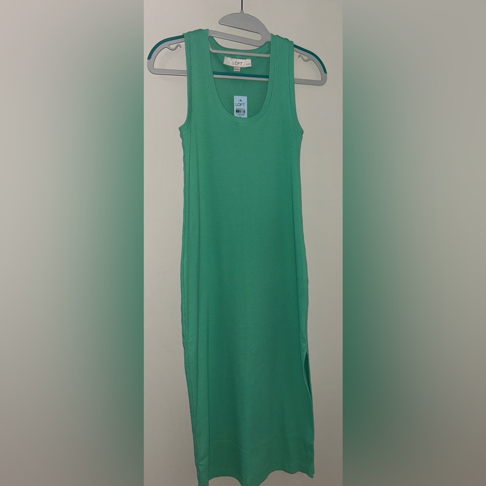LOFT Green Ribbed Tank Dress - Picture 2 of 4